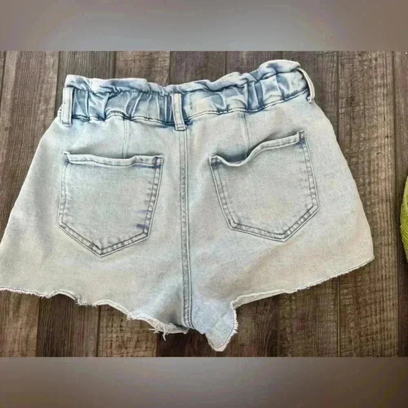 Happily Grey paper bag elastic waistband jean shorts size 25 summer vacation - Picture 2 of 5